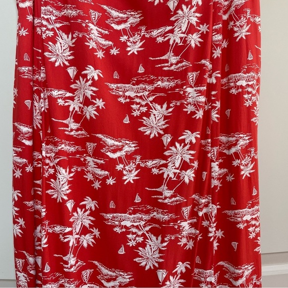 Old Navy Fit & Flare Tropical Print Lined Slit Adjustable Straps Maxi Dress - Picture 3 of 14